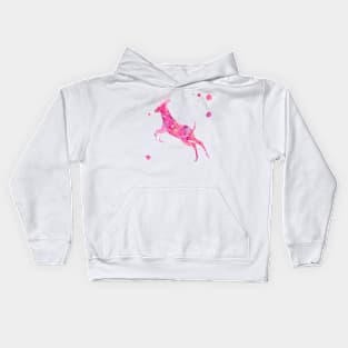 Pink Running Deer Watercolor Painting Kids Hoodie